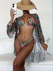 Tropical Triangle Bikini Swimsuit Kimono - Quick - Drying, High Elasticity - Aqova