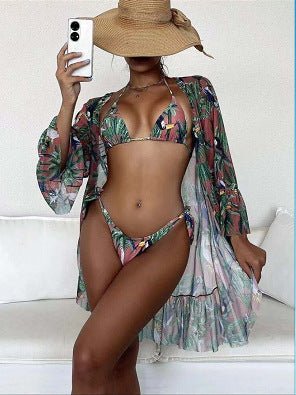 Tropical Triangle Bikini Swimsuit Kimono - Quick - Drying, High Elasticity - Aqova