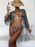 Tropical Triangle Bikini Swimsuit Kimono - Quick - Drying, High Elasticity - Aqova