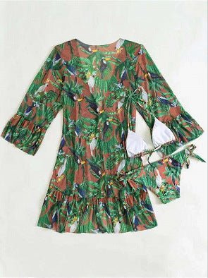 Tropical Triangle Bikini Swimsuit Kimono - Quick - Drying, High Elasticity - Aqova