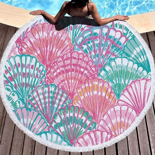 Ultra - Soft Microfiber Round Beach Towel with Tassels - 150cm Size - Aqova