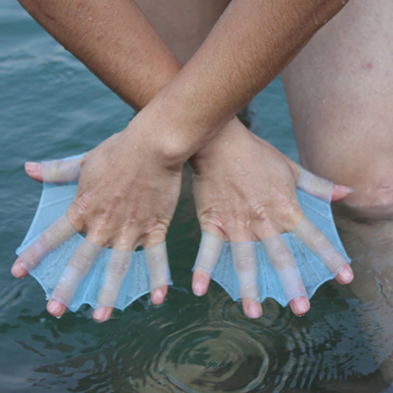 Unisex Silicone Swim Hand Paddles - Frog Type Flippers for Beginners - Aqova