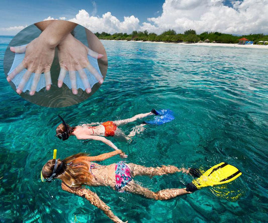 Unisex Silicone Swim Hand Paddles - Frog Type Flippers for Beginners - Aqova