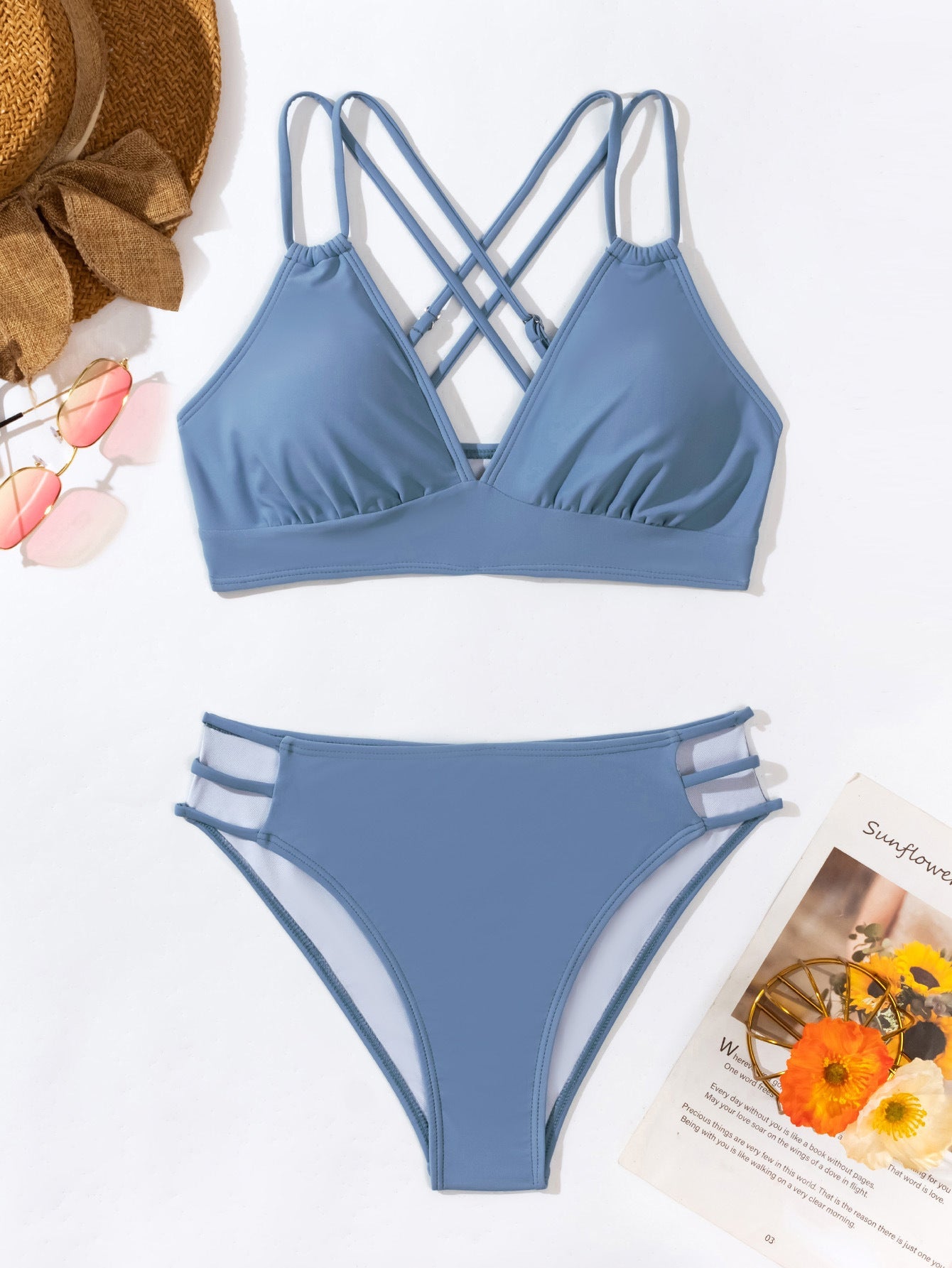 V - neck Halter Bikini Split Swimsuit - Aqova