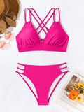 V - neck Halter Bikini Split Swimsuit - Aqova