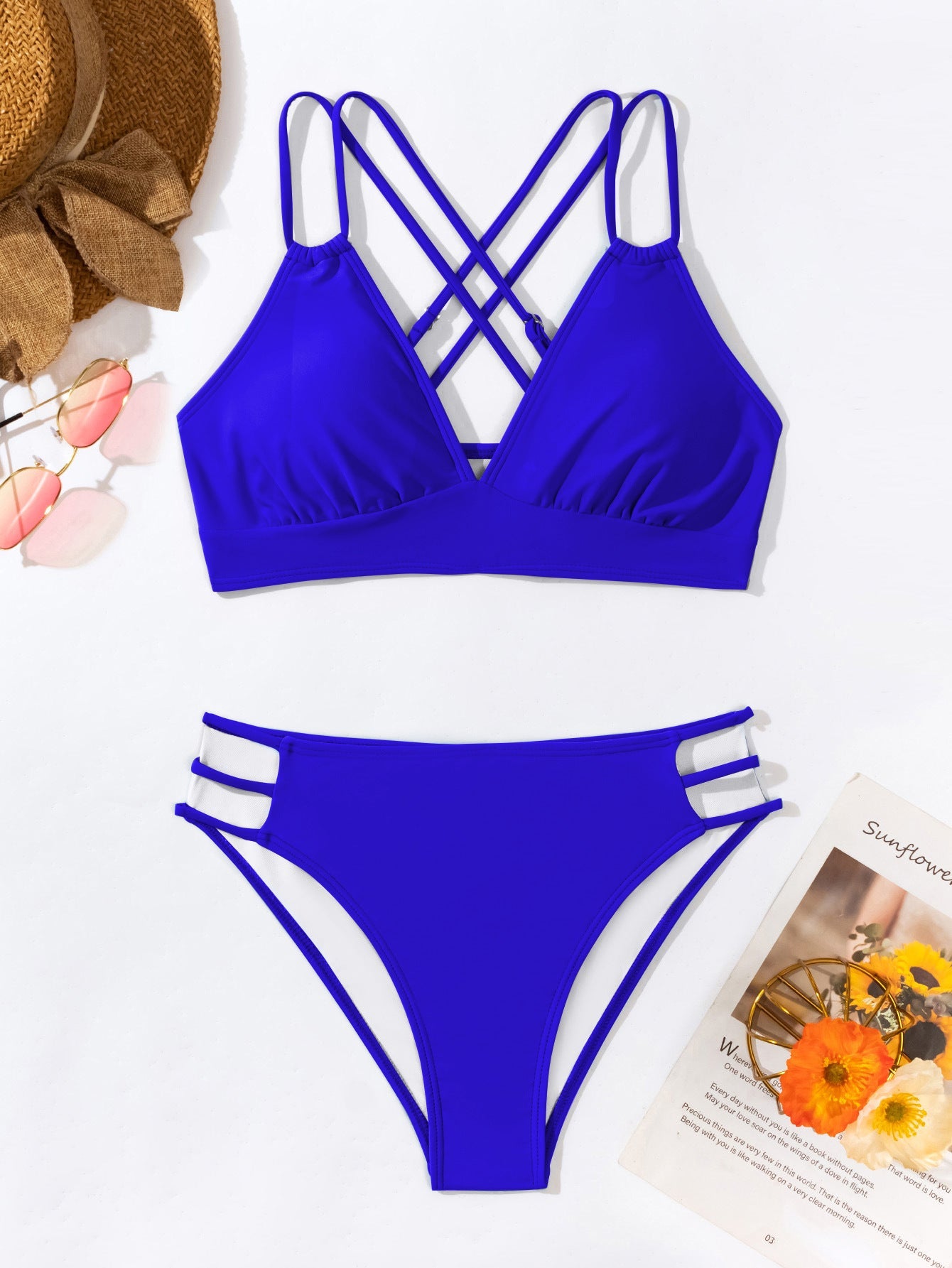 V - neck Halter Bikini Split Swimsuit - Aqova