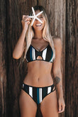 Vertical Striped Bikini - Stylish Swimwear with Chest Pad Support - Aqova