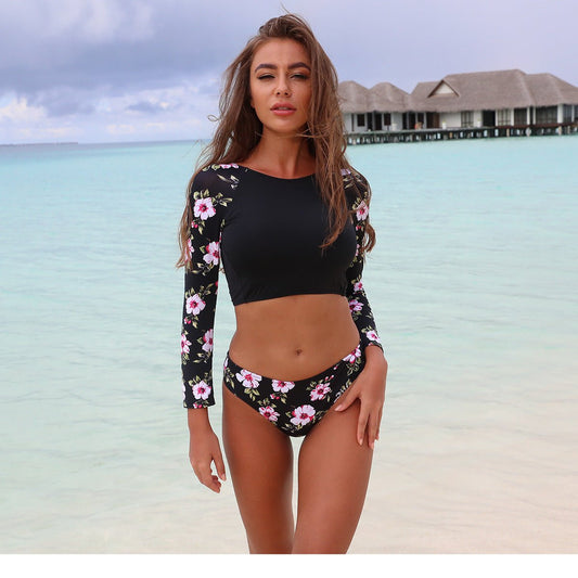 Women's Backless Long Sleeve Bikini Swimsuit - High Elasticity Swimwear - Aqova