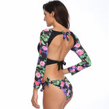 Women's Backless Long Sleeve Bikini Swimsuit - High Elasticity Swimwear - Aqova