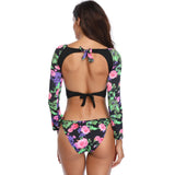 Women's Backless Long Sleeve Bikini Swimsuit - High Elasticity Swimwear - Aqova