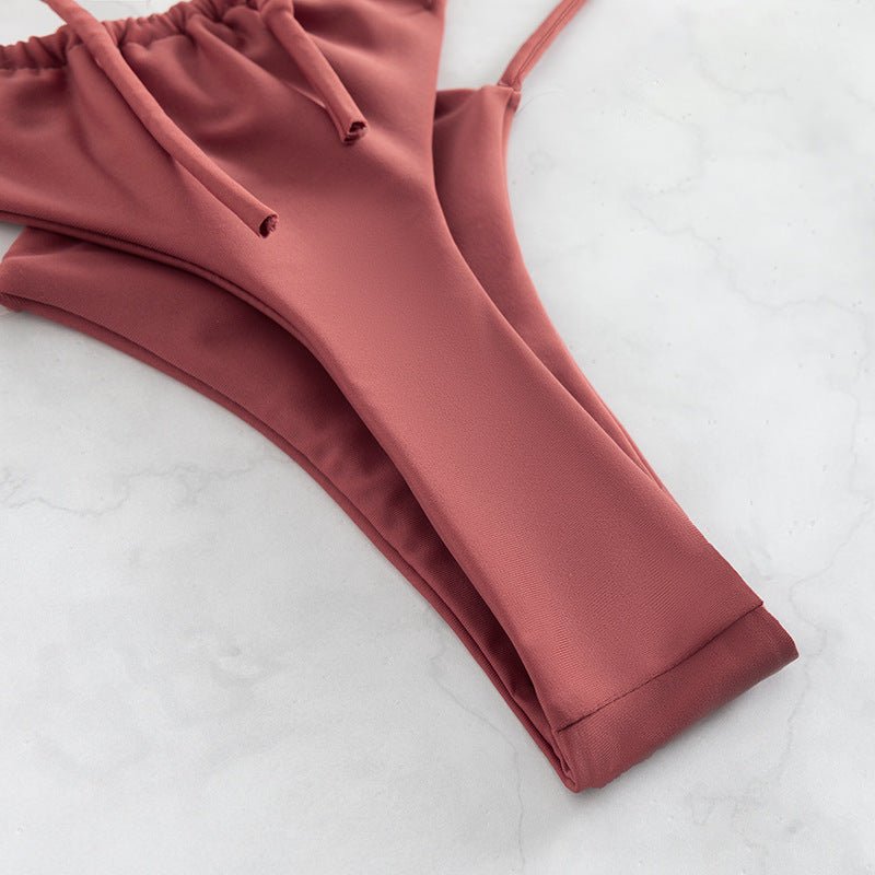 Women's Bikini Swimwear Solid Color Double Layer Fabric Split - Aqova