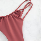 Women's Bikini Swimwear Solid Color Double Layer Fabric Split - Aqova