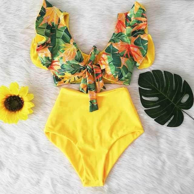 Women's Cross - Border Ruffle Bikini - High Waist Swimwear for Comfort - Aqova