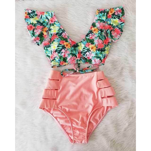Women's Cross - Border Ruffle Bikini - High Waist Swimwear for Comfort - Aqova