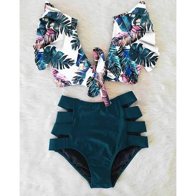 Women's Cross - Border Ruffle Bikini - High Waist Swimwear for Comfort - Aqova