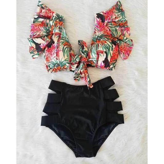 Women's Cross - Border Ruffle Bikini - High Waist Swimwear for Comfort - Aqova