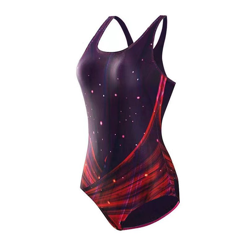Women's Floral One - Piece Swimsuit - Gradient Print, Backless Design - Aqova