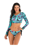 Women's Floral Split Long - Sleeved Diving Swimsuit - Quick - Drying & Waterproof - Aqova