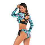 Women's Floral Split Long - Sleeved Diving Swimsuit - Quick - Drying & Waterproof - Aqova