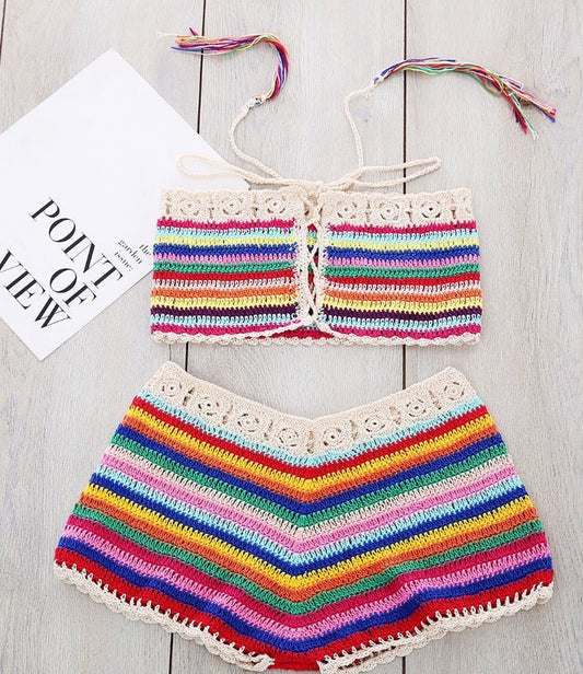 Women's Handmade Striped Bikini Swimsuit - Stylish Swimwear for Summer - Aqova