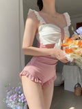 Women's Japanese Style One - Piece Swimsuit - High Waisted, Cute Design - Aqova
