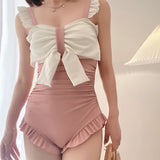 Women's Japanese Style One - Piece Swimsuit - High Waisted, Cute Design - Aqova