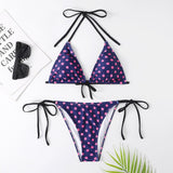 Women's Multicolor Printed Split Swimsuit Bikini - Aqova