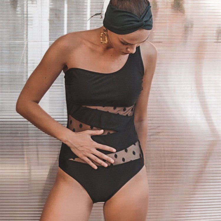 Women's One - Shoulder Mesh Swimwear - Quick - Drying, High Elasticity - Aqova