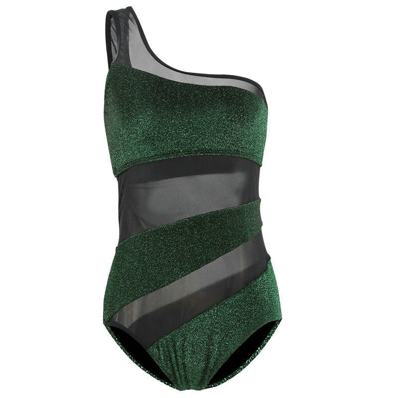 Women's One - Shoulder Mesh Swimwear - Quick - Drying, High Elasticity - Aqova