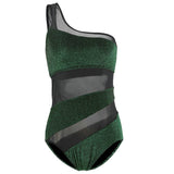 Women's One - Shoulder Mesh Swimwear - Quick - Drying, High Elasticity - Aqova