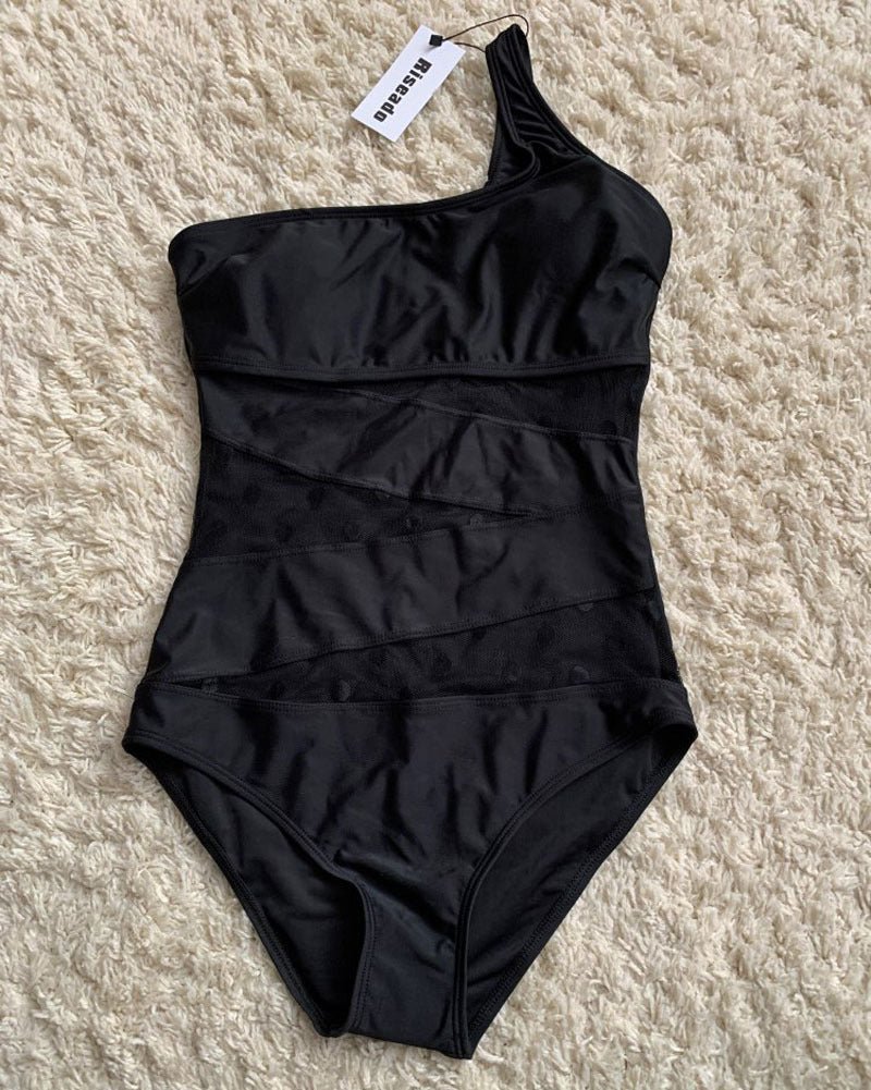 Women's One - Shoulder Mesh Swimwear - Quick - Drying, High Elasticity - Aqova