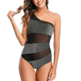 Women's One - Shoulder Mesh Swimwear - Quick - Drying, High Elasticity - Aqova