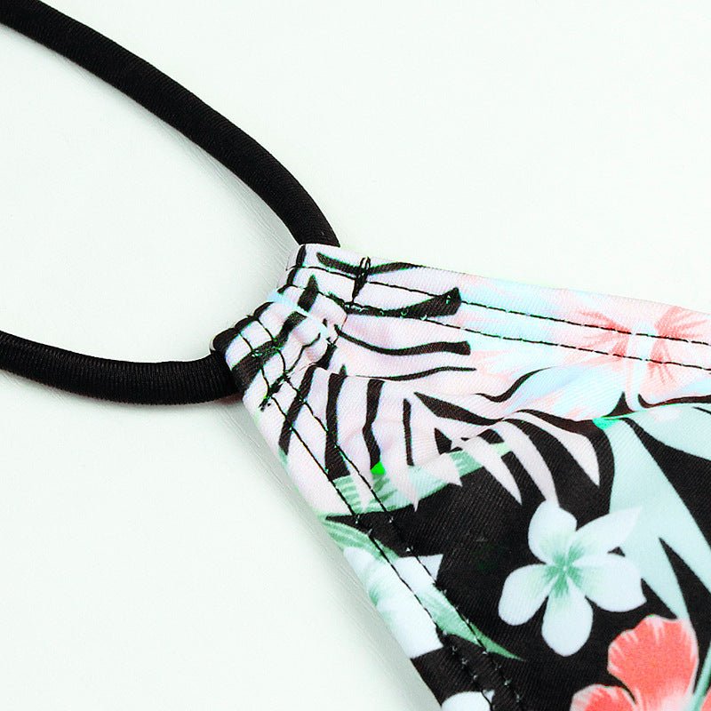 Women's Printed Halter Tie Split Bikini Swimsuit - Aqova