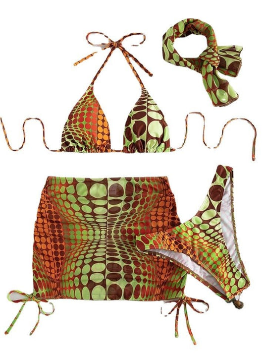 Women's Printed Split Bikini Swimsuit - Stylish Swimwear for Summer Fun - Aqova