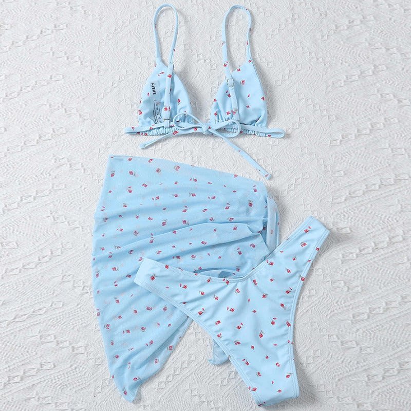 Women's Printed Three Piece Swimsuit Set - Stylish Beach Swimwear - Aqova