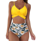 Women’s Sexy Solid Print Bikini Set - Push Up Swimwear in Leopard Style - Aqova