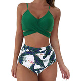 Women’s Sexy Solid Print Bikini Set - Push Up Swimwear in Leopard Style - Aqova