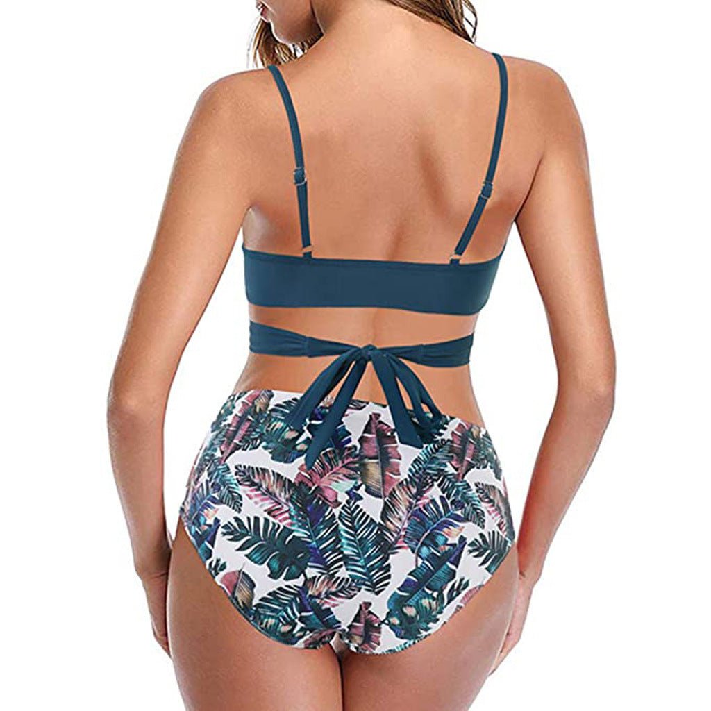 Women’s Sexy Solid Print Bikini Set - Push Up Swimwear in Leopard Style - Aqova