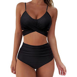 Women’s Sexy Solid Print Bikini Set - Push Up Swimwear in Leopard Style - Aqova