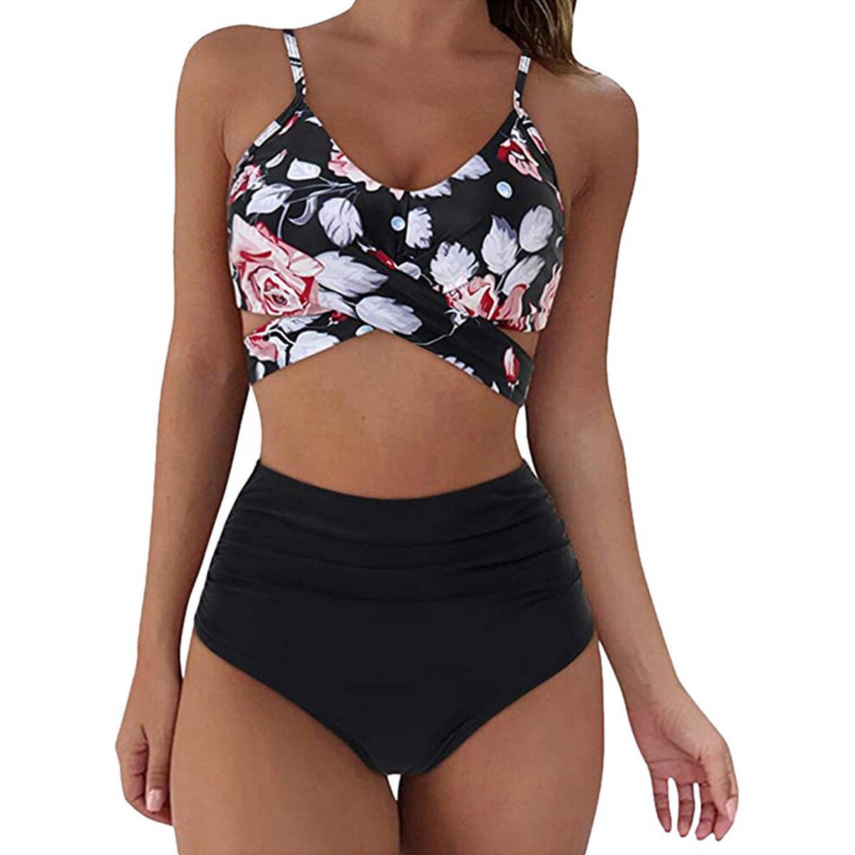Women’s Sexy Solid Print Bikini Set - Push Up Swimwear in Leopard Style - Aqova