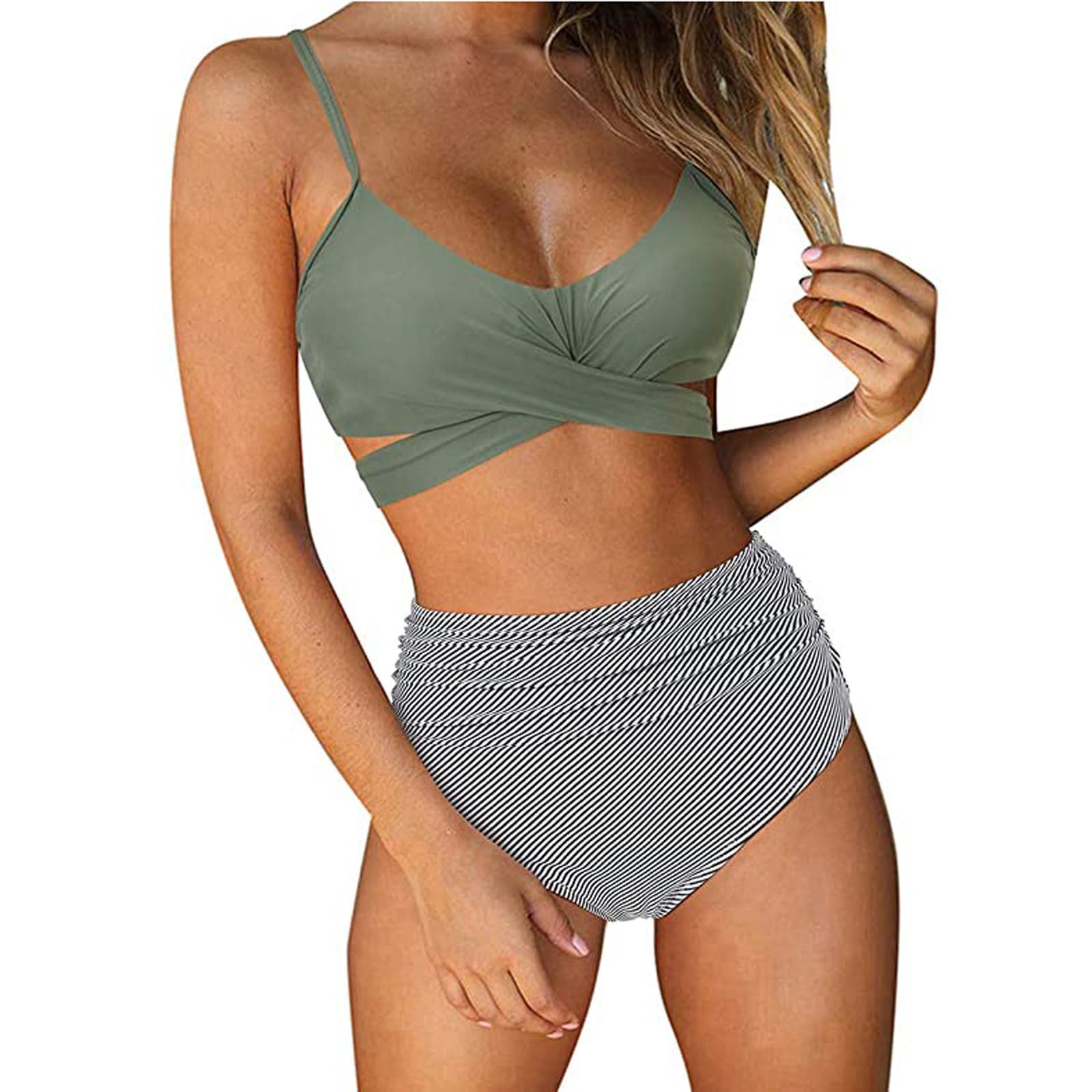 Women’s Sexy Solid Print Bikini Set - Push Up Swimwear in Leopard Style - Aqova