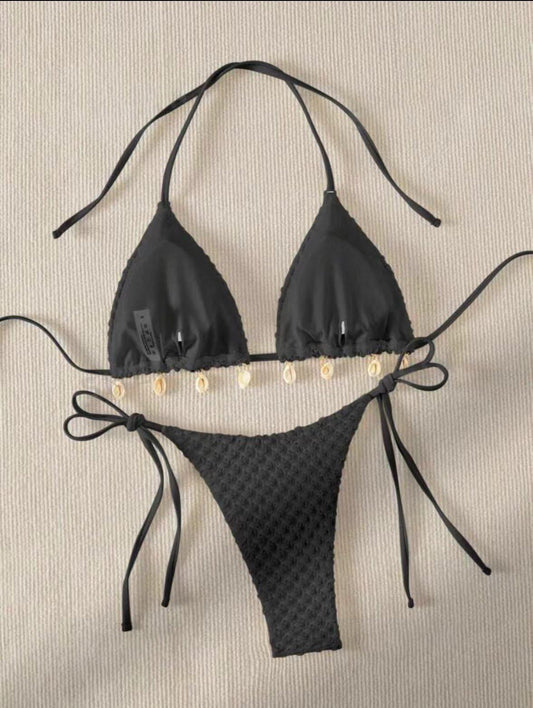 Women's Sexy Split Swimwear - Milky White & Black European Style - Aqova