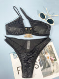 Women's Serpentine Pattern Bikini Set - Stylish Three Piece Swimwear - Aqova