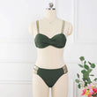 Women's Bikini Set - Sexy Mid-Waist Bandeau Swimwear in Solid Colors - Aqova