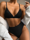 Women's Solid Color Bikini Swimsuit - Versatile Split Design for Summer Fun - Aqova