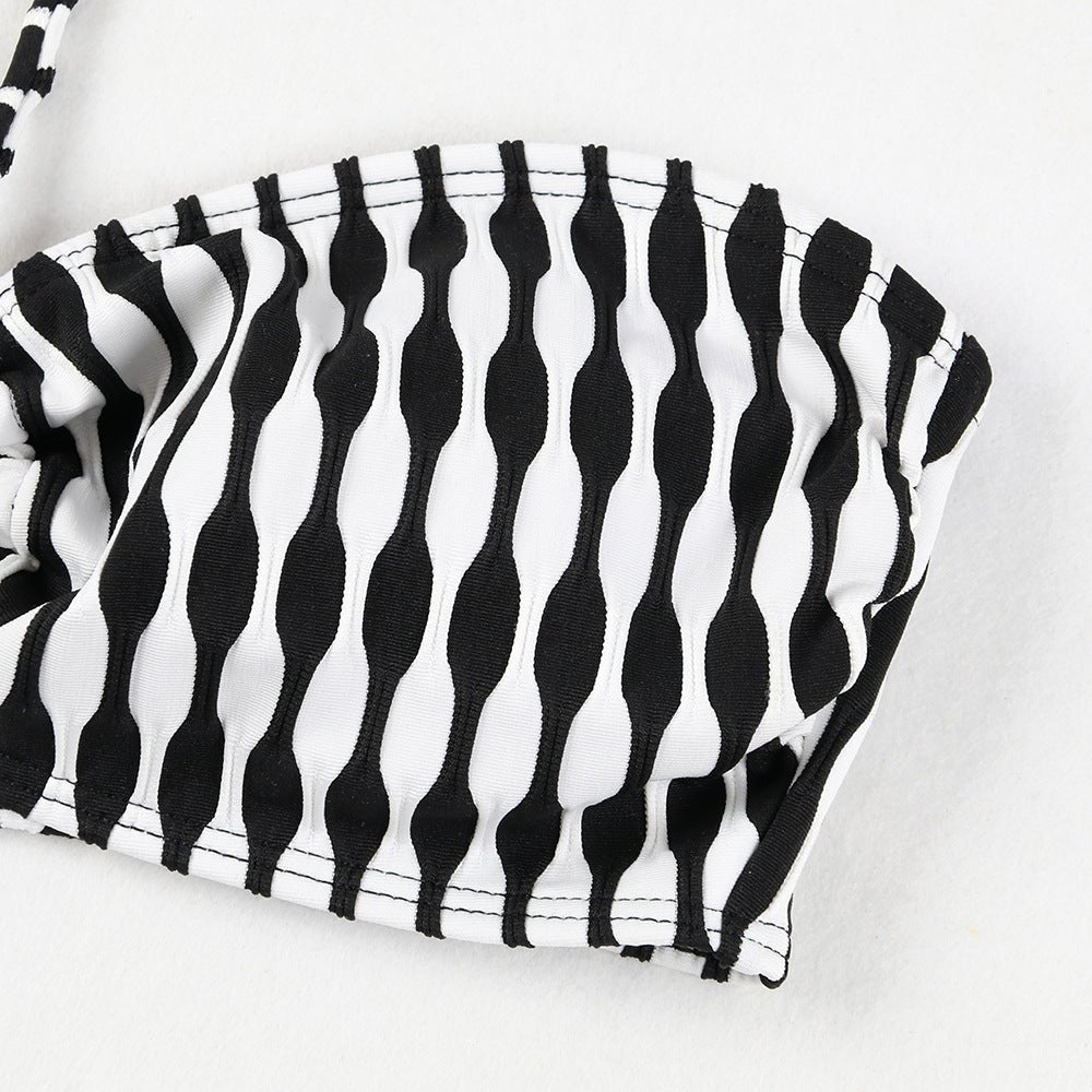 Women's Striped Two - Piece Bikini - Sexy Tube Top Three - Piece Set - Aqova