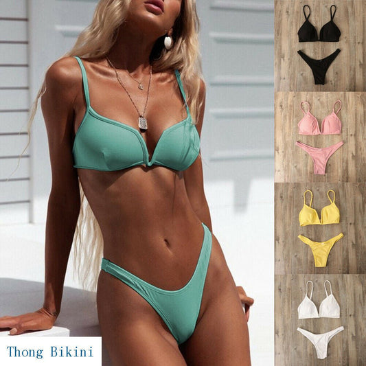 Women's Thong Bikini Swimsuit - Stylish Polyester Swimwear for Summer - Aqova
