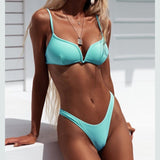 Women's Thong Bikini Swimsuit - Stylish Polyester Swimwear for Summer - Aqova