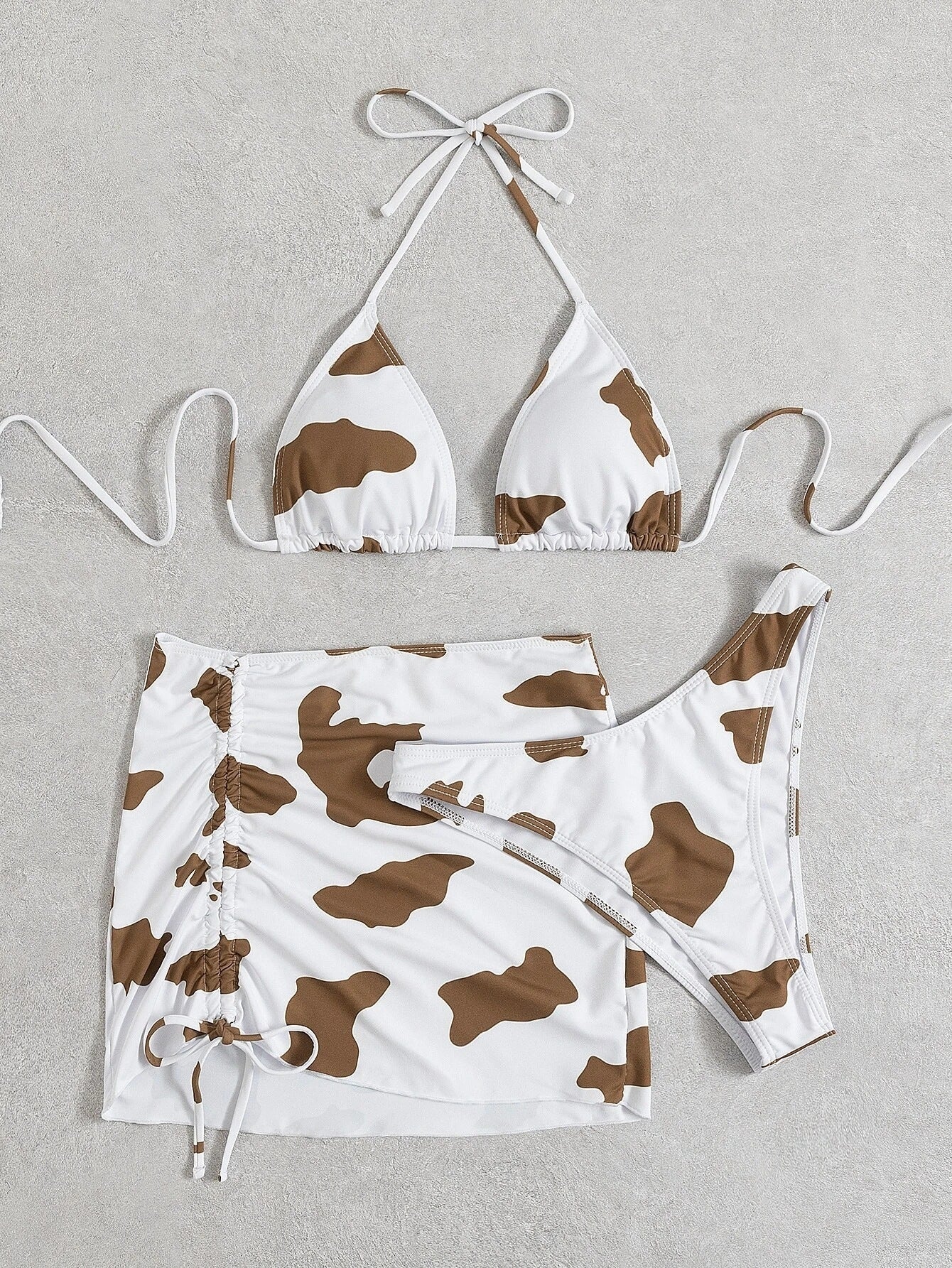 Women's Three - piece Cow Print Swimsuit - Aqova