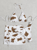 Women's Three - piece Cow Print Swimsuit - Aqova